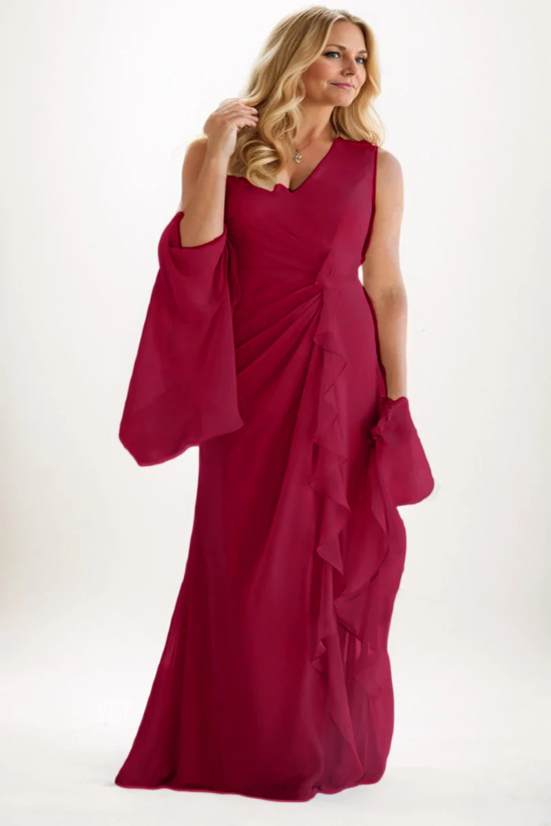 A-Line Maxi Chiffon Mother Dress CM0256