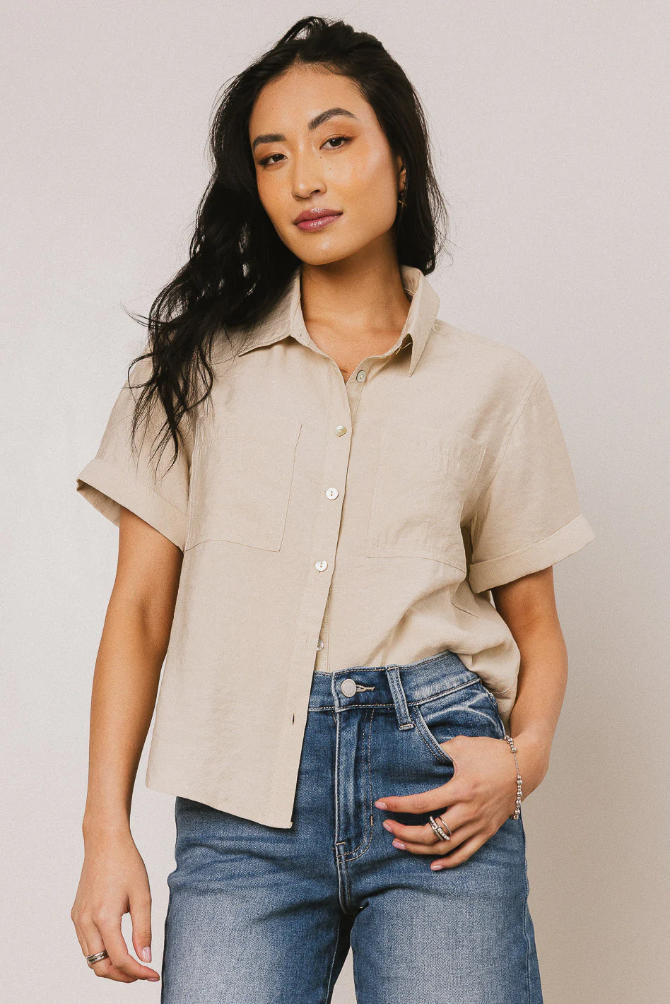 Nash Button Up in Taupe