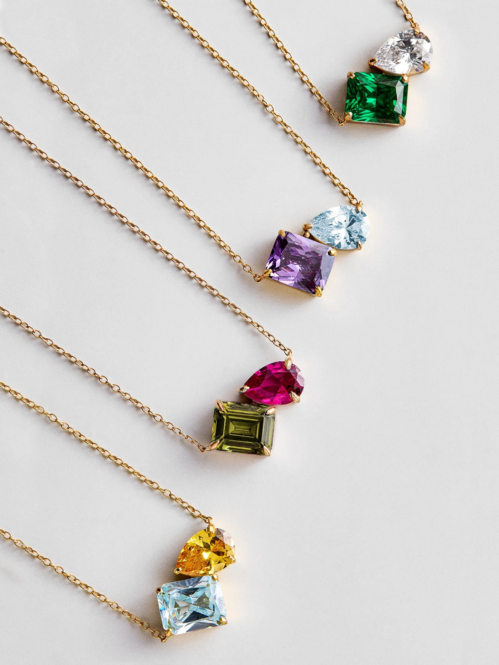 Toi et Moi 14K Gold Custom Birthstone Necklace - Gold