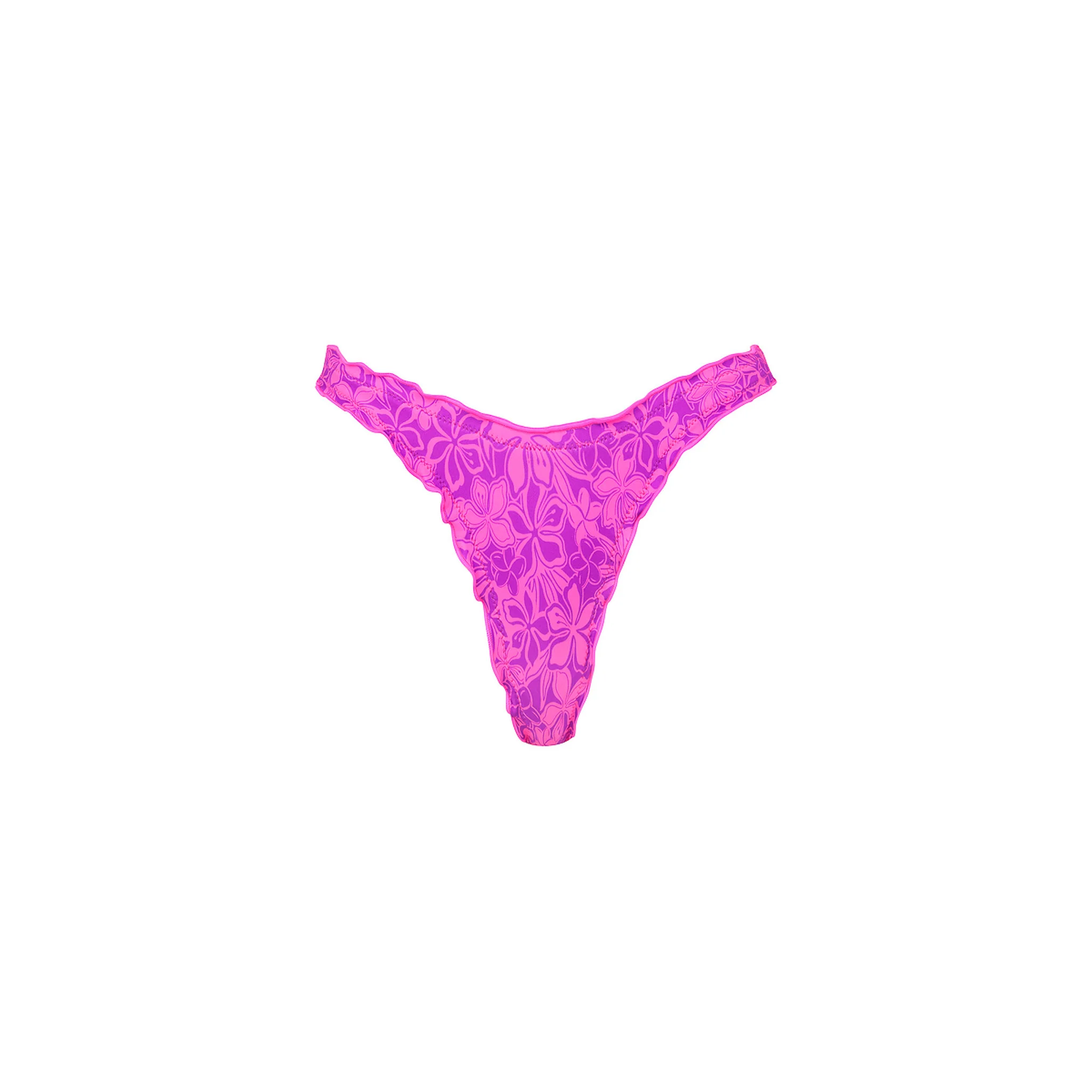 Lettuce Edge Thong Bikini Bottom - Bubble Berry