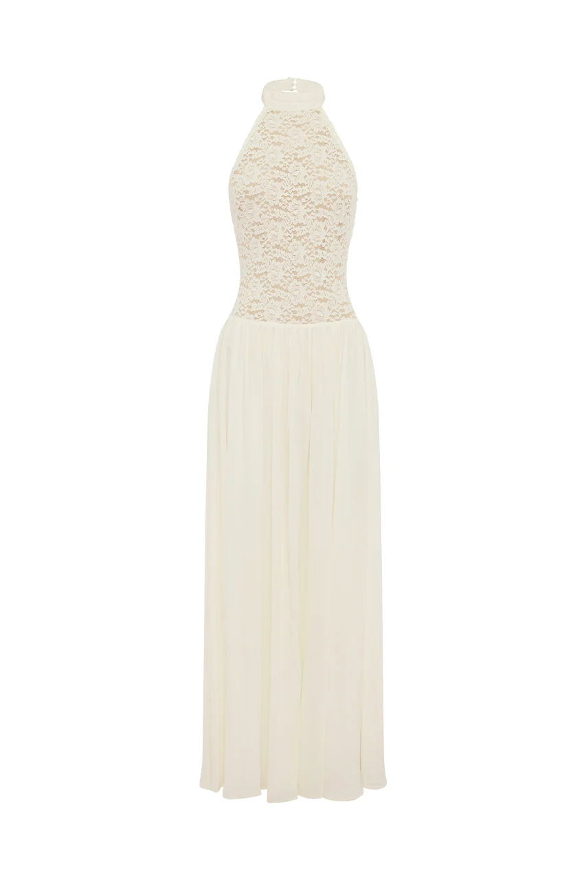 JUDITH HALTER LOW BACK MAXI DRESS - CREAM
