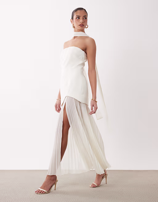 Gina Tricot dropped waist scarf maxi dress in white