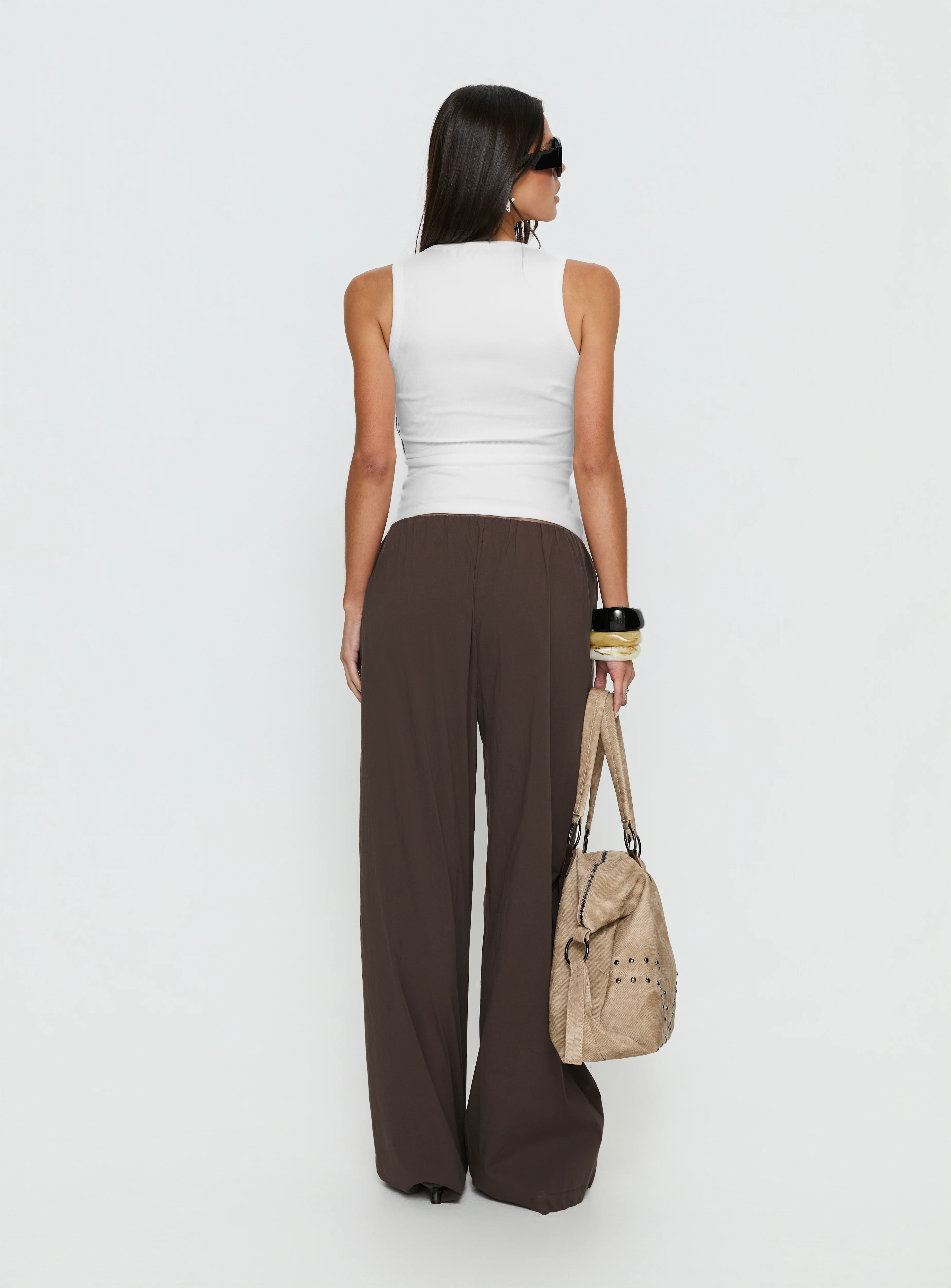 Lunea Concealed Waistband Pants Brown Tall