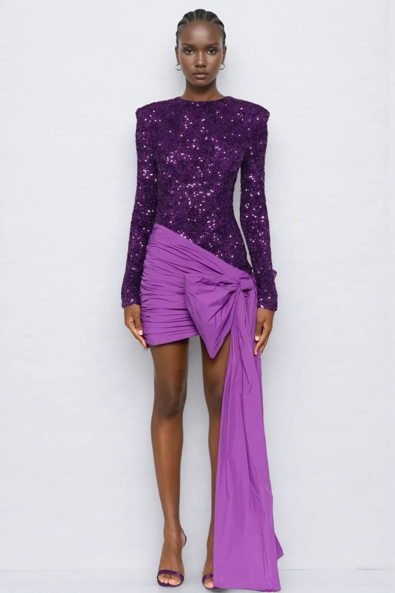 Yamia Sequin Bow Midi Dress