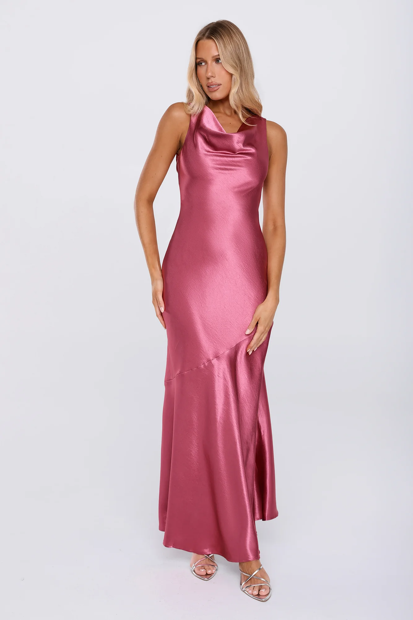 Signature Energy Satin Maxi Dress Magenta