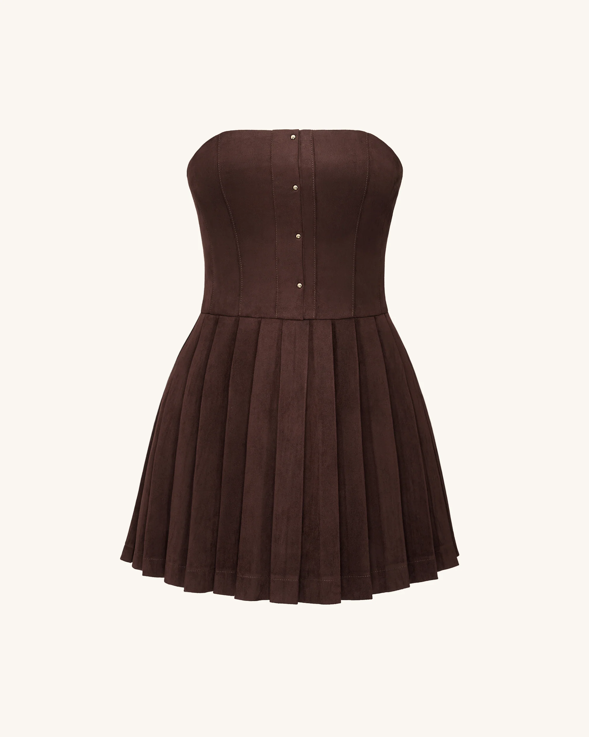 Ellie Pleated Velvet Dress - Chocolate Brown - FASHION NOB