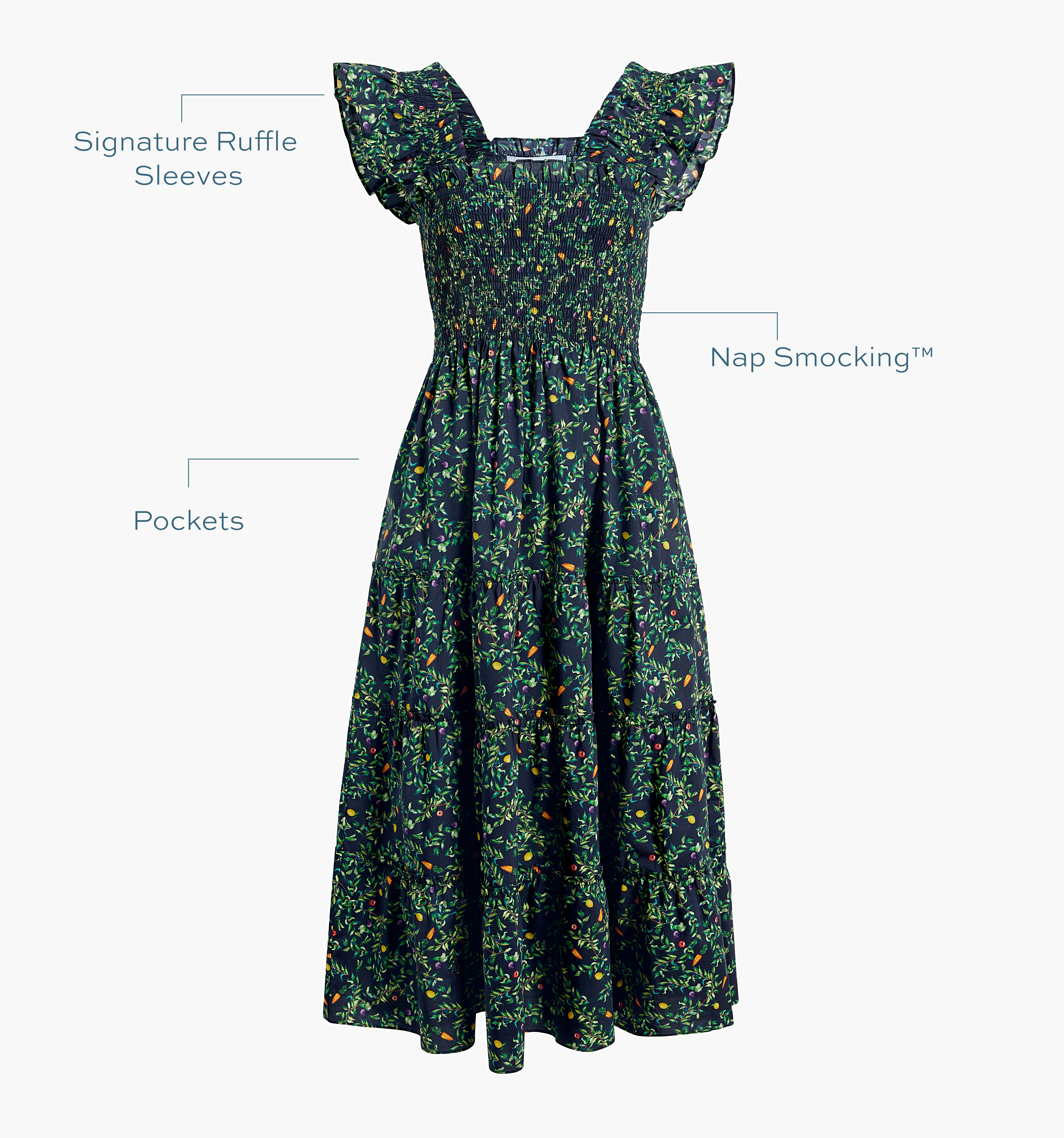 The Ellie Nap Dress - Midnight Garden Poplin