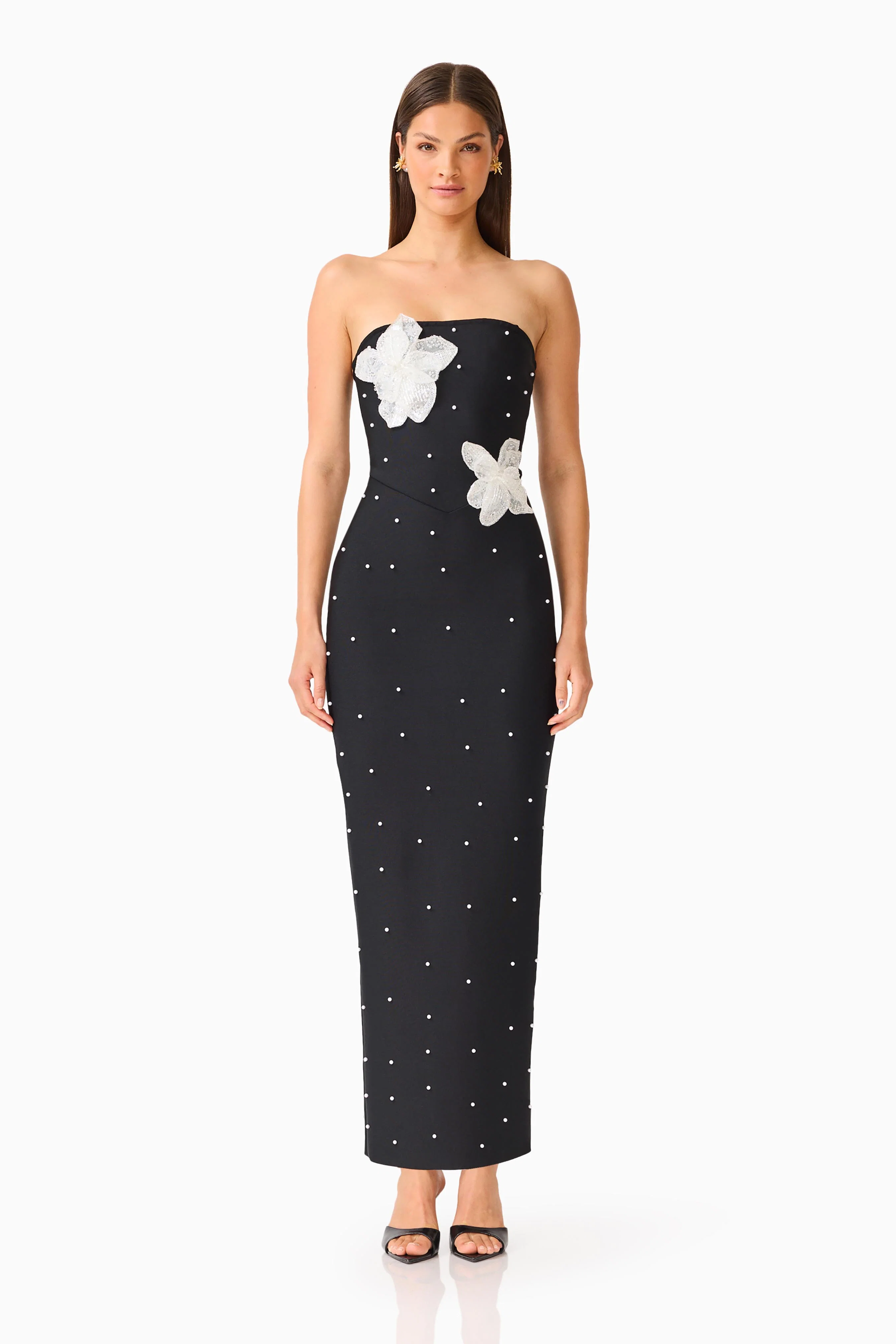 Natasia Embellished Maxi Dress in Black