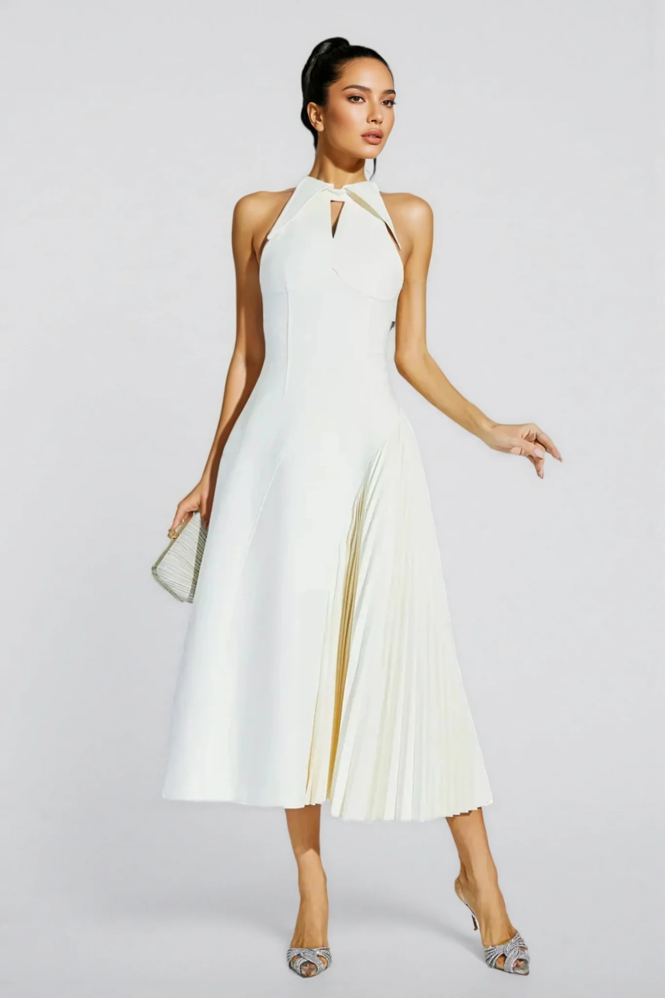 Eira Pressure Pleated Waisted Maxi Dress