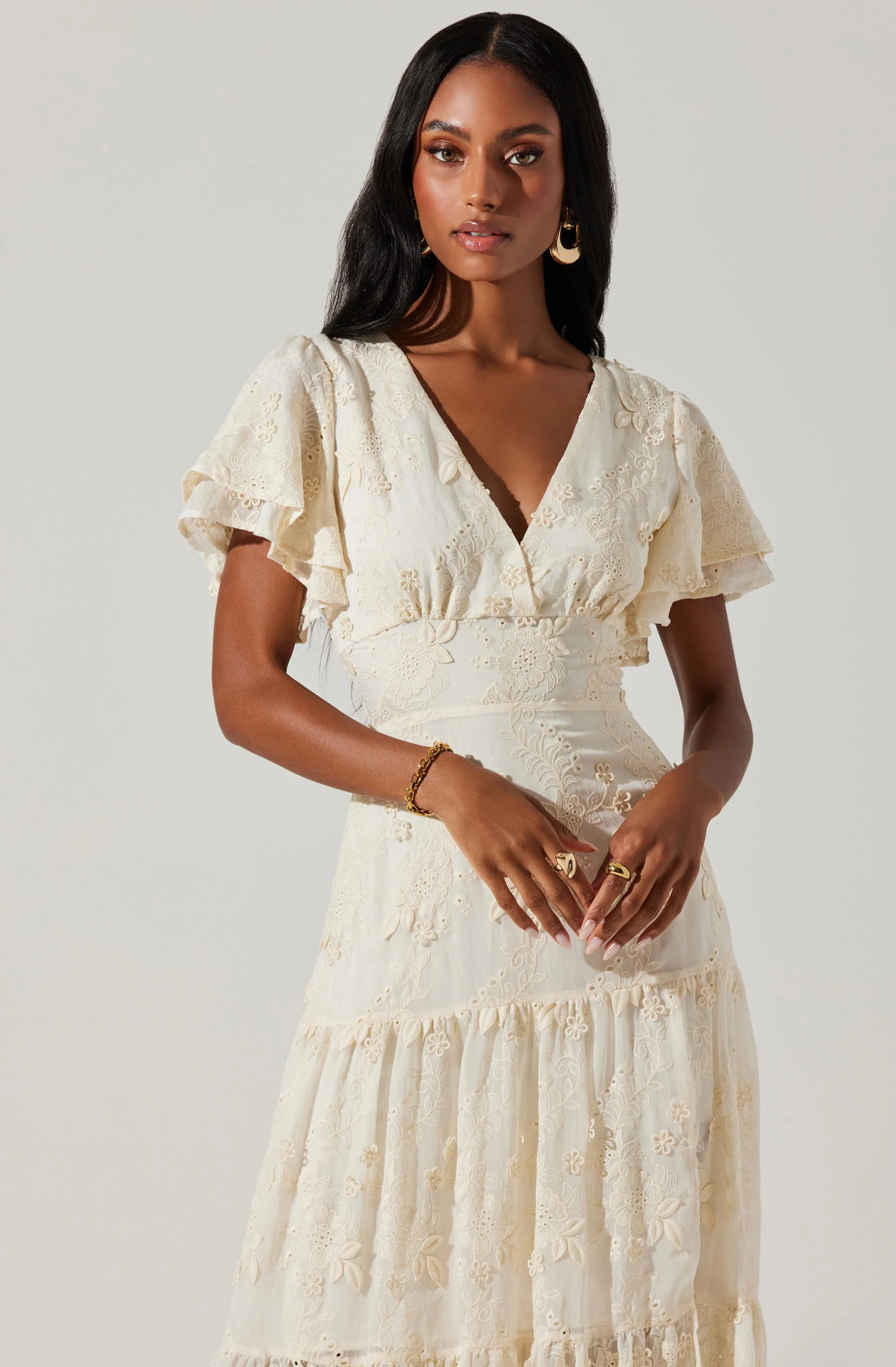 Junia Embroidered Tiered Maxi Dress