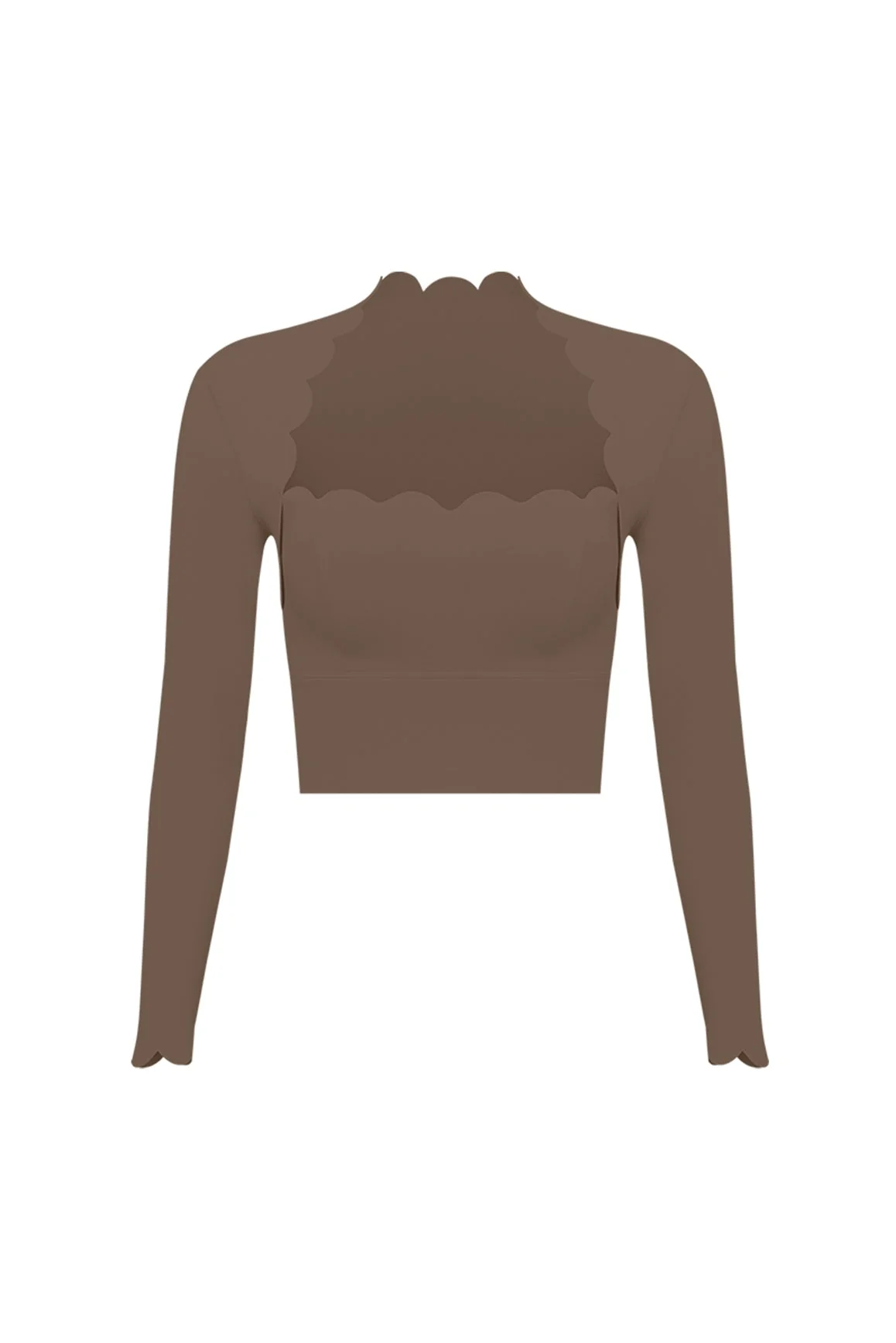 Scallop Cropped Long Sleeve Top