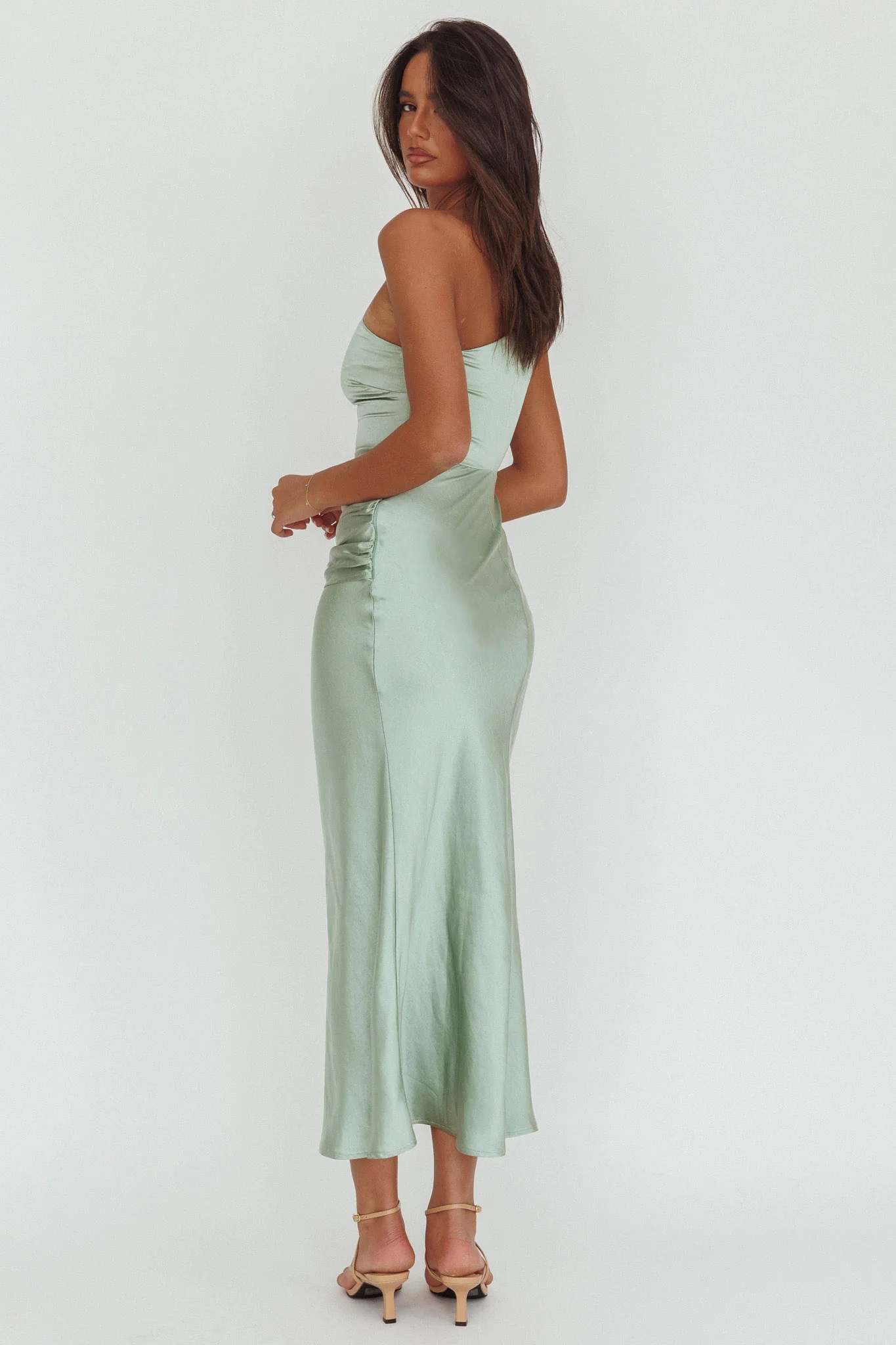Luli One-Shoulder Waist Sash Maxi Dress Sage