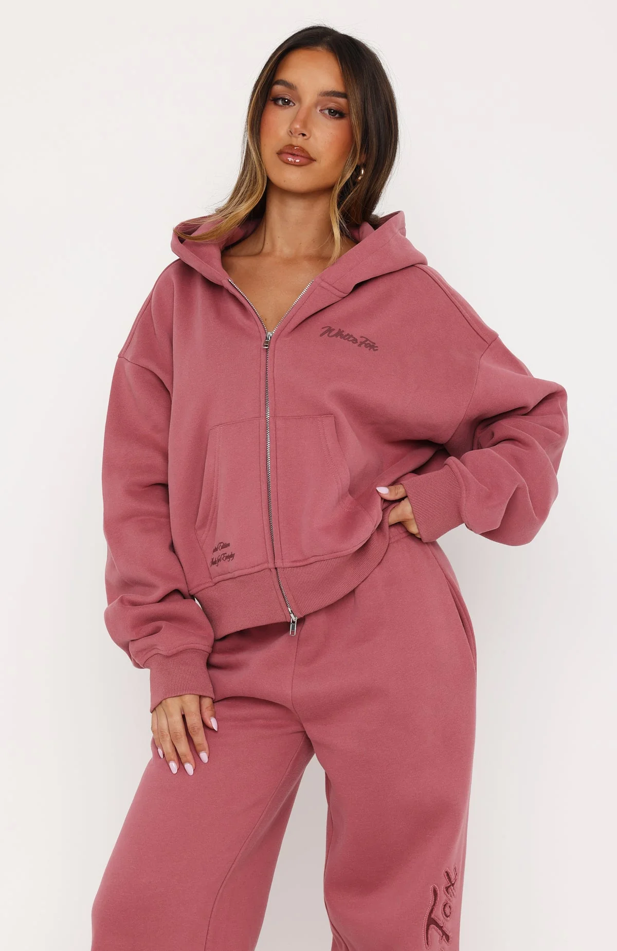 Studio 17 Willa Boxy Zip Front Hoodie Dusty Plum