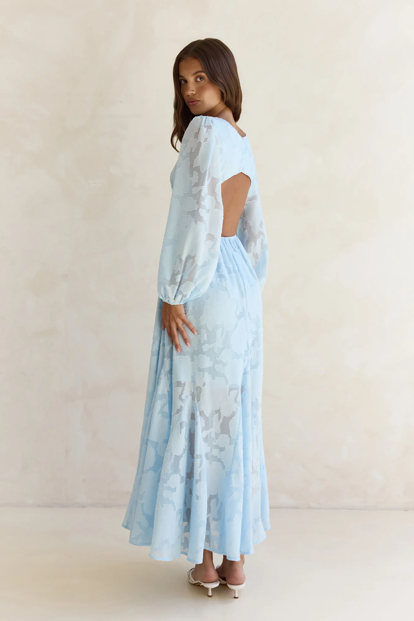 Time Floats By Long Sleeve Maxi Dress Blue