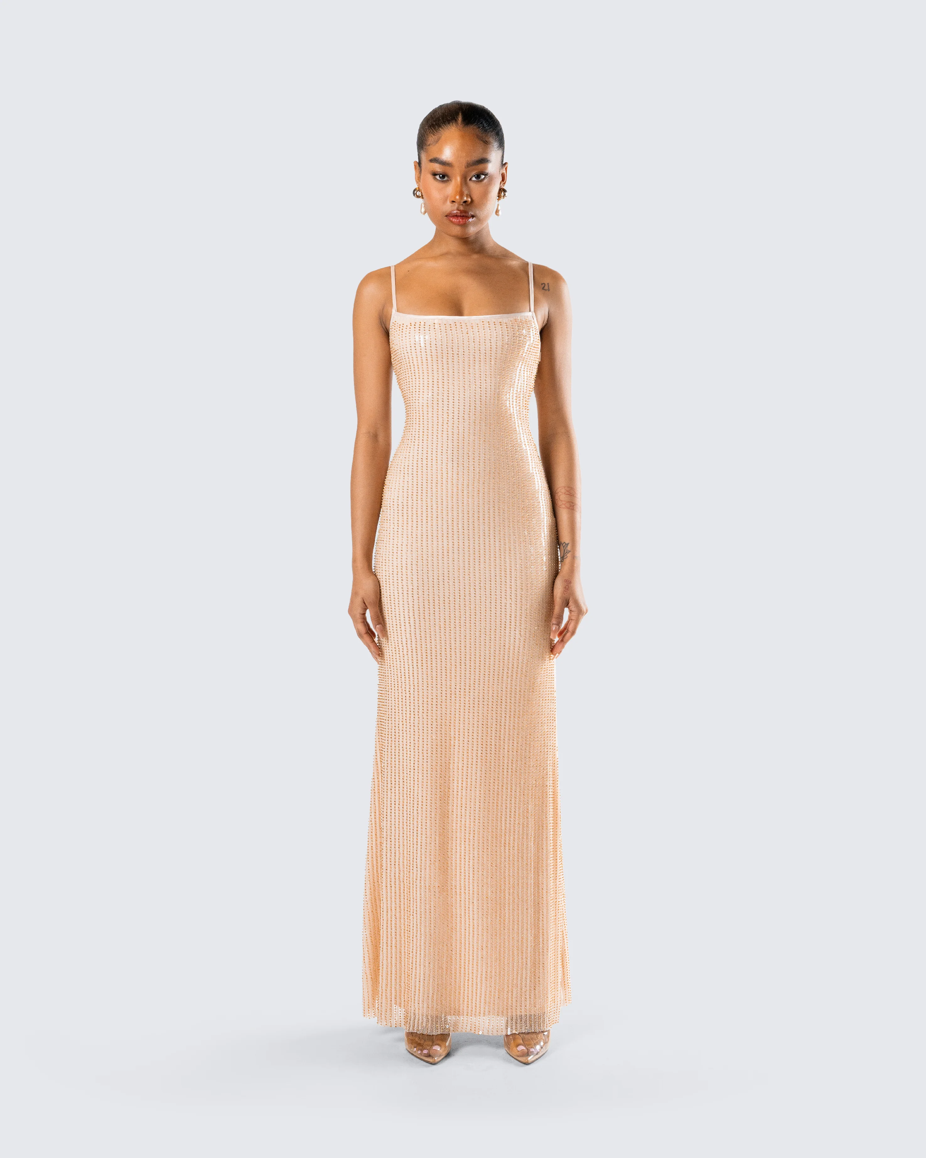 Michal Gold Sequin Maxi Dress