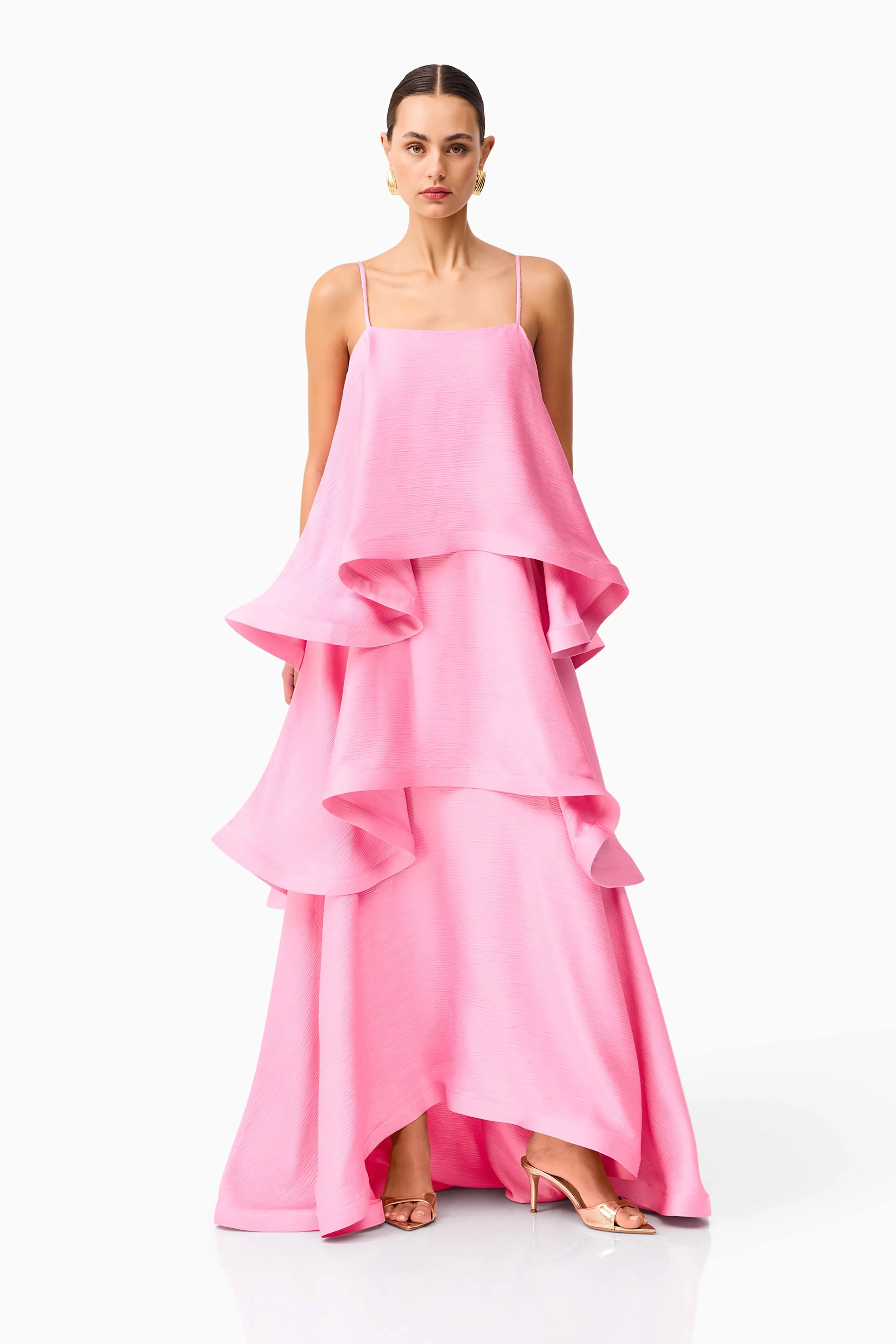 Tilly Tiered Maxi Dress in Pink