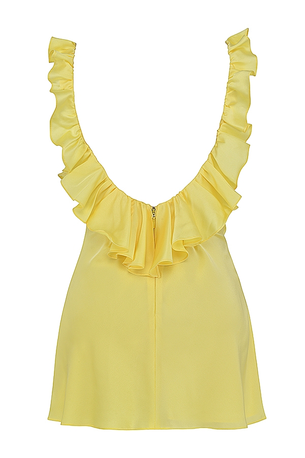 Buttercup Satin Ruffle Mini Dress