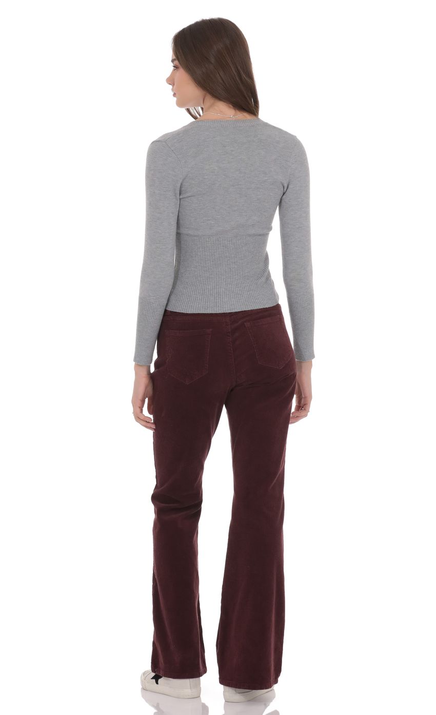 Corduroy Flare Jeans in Burgundy