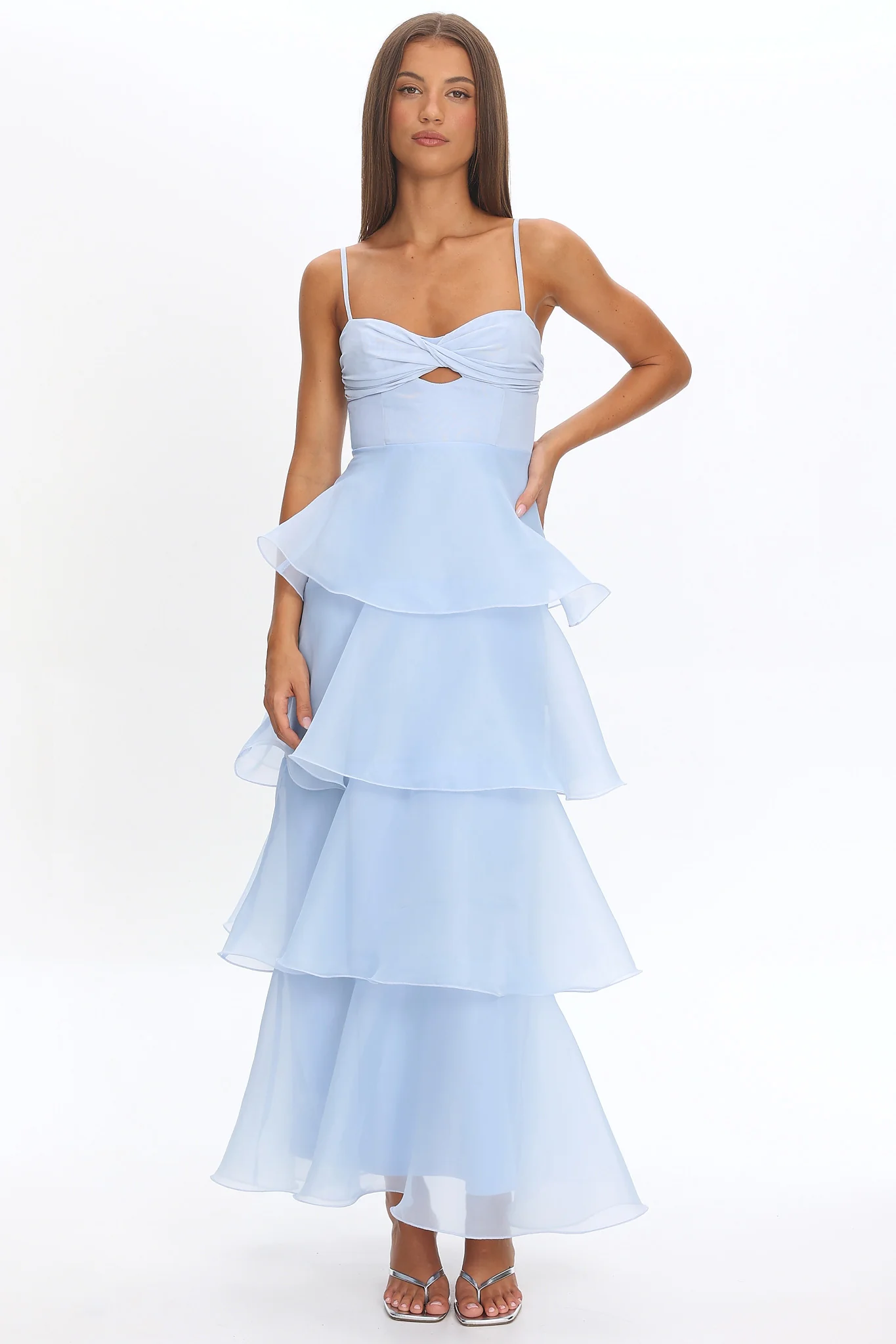 Margarida Layered Sweetheart Neckline Maxi Dress Blue - luluinthesky