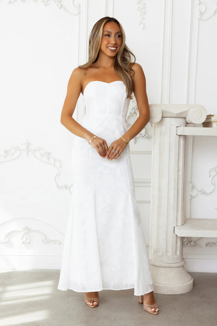 Sea Kissed Strapless Maxi Dress White - luluinthesky