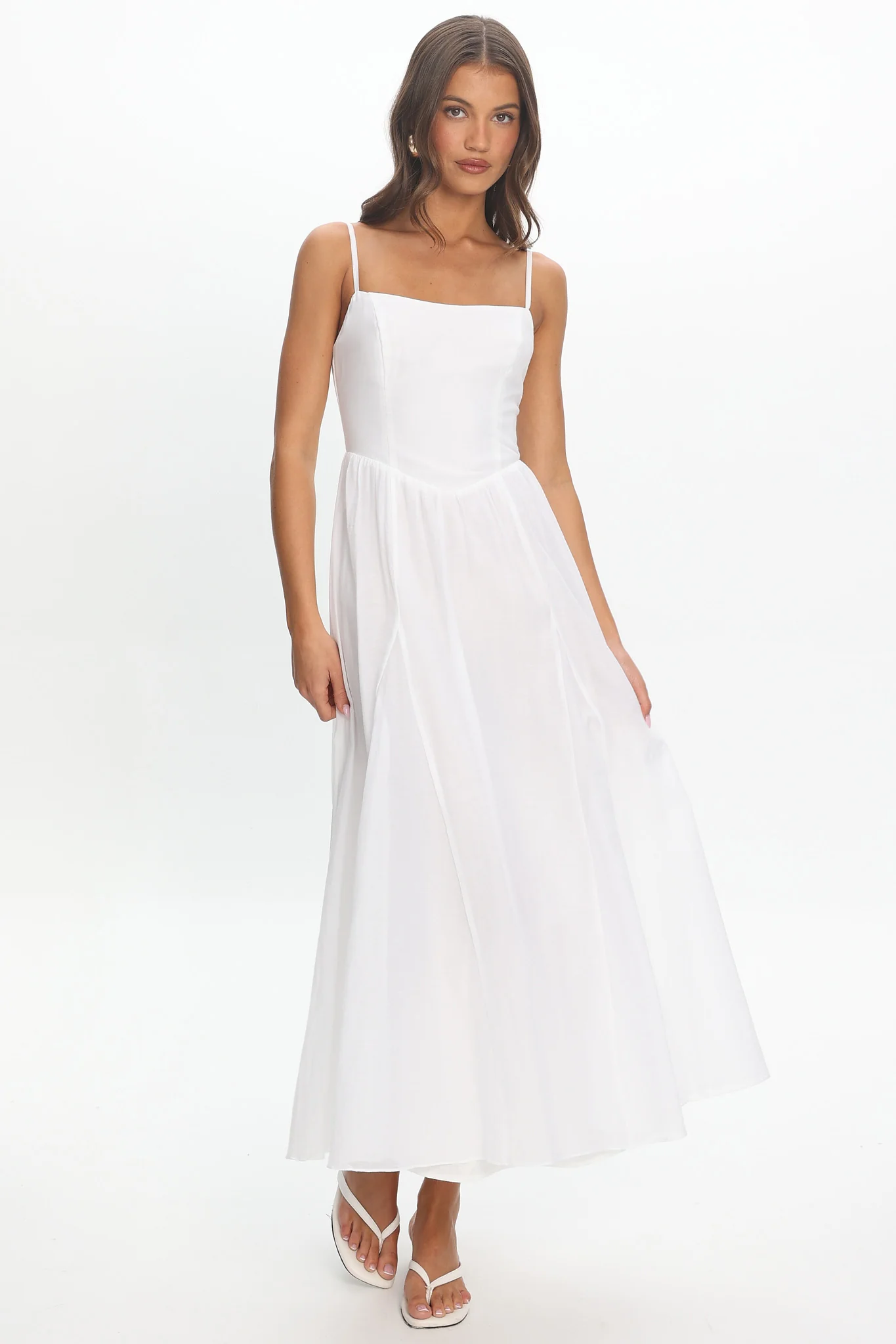 Dulce Scoop Neck Midi Dress White