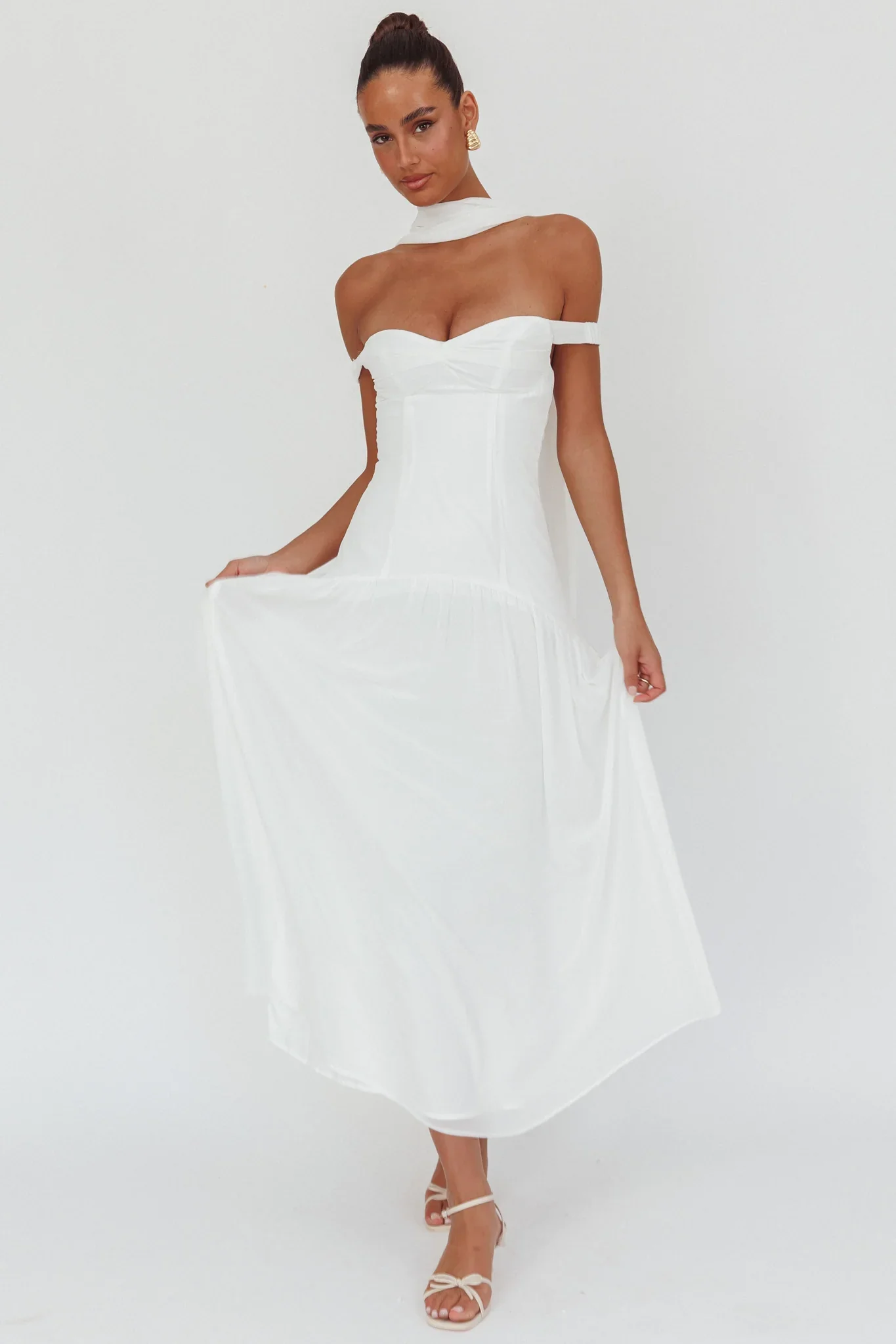 Kaycee Drop Waist Maxi Dress White