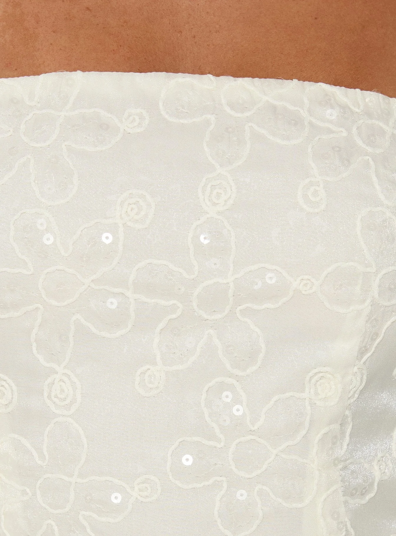 We Made It Strapless Sequin Mini Dress Cream