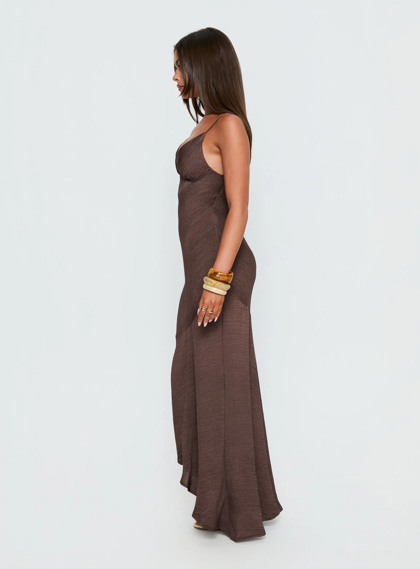 Makaia Balconette Maxi Dress Brown - luluinthesky