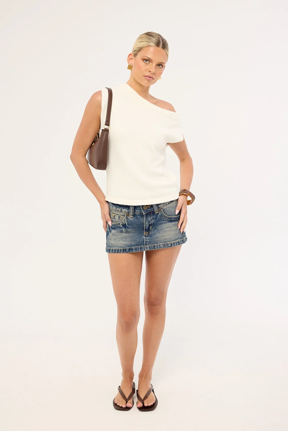 Luck & Trouble Ella Knit Top White