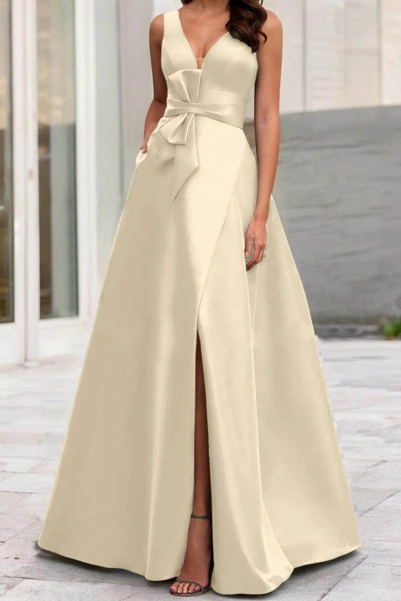 A Line V Neck Sleeveless Mother Of The Bride Dresses CM0341