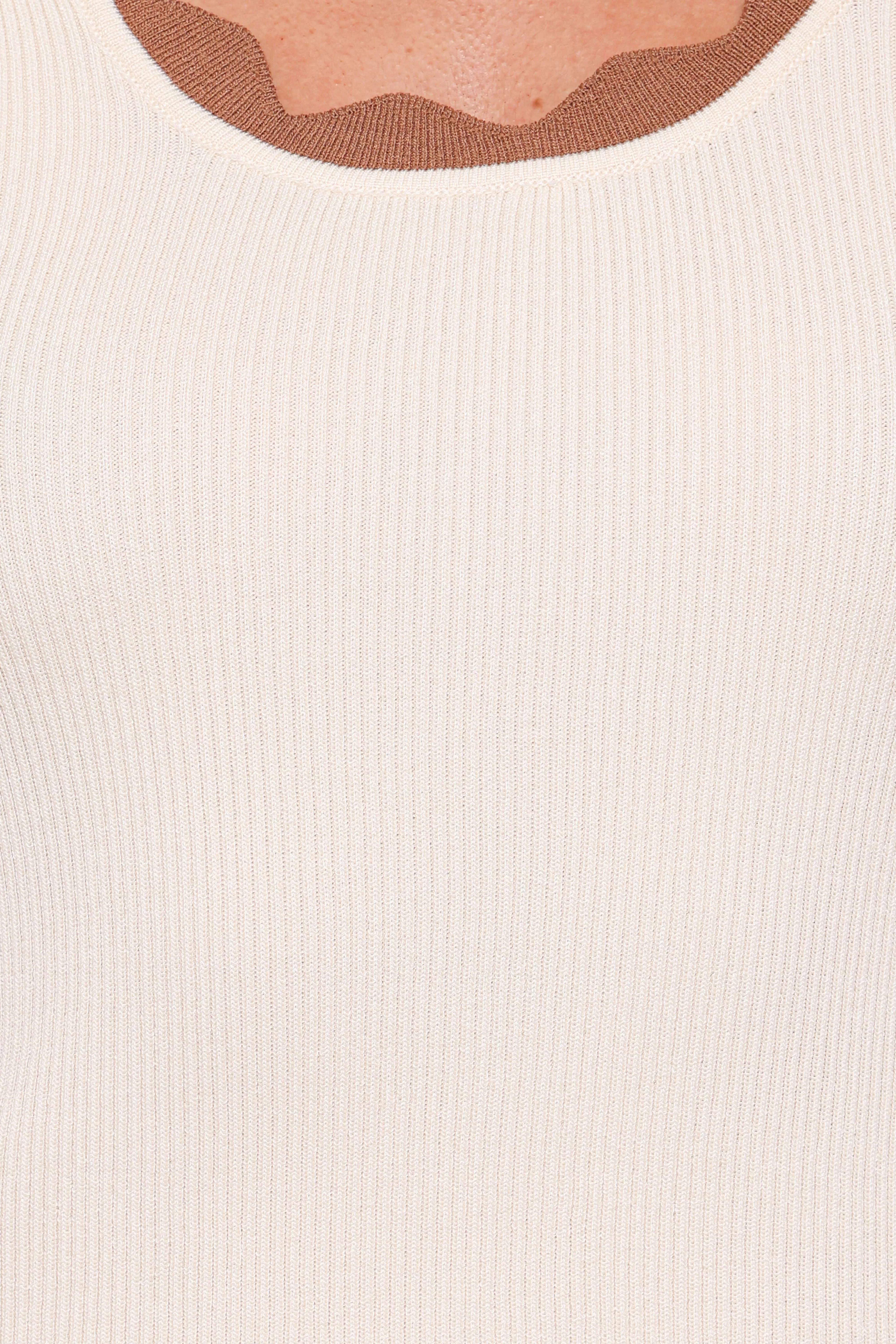 Johnson Scalloped Trim Tank - Cream Brown