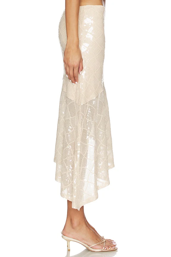 Eris Sequin Flounce Midi Skirt