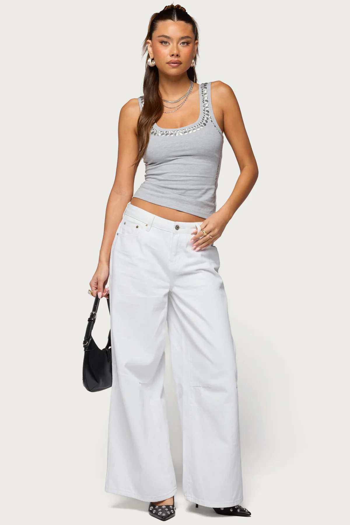 Studded Built In Bra Tank Top