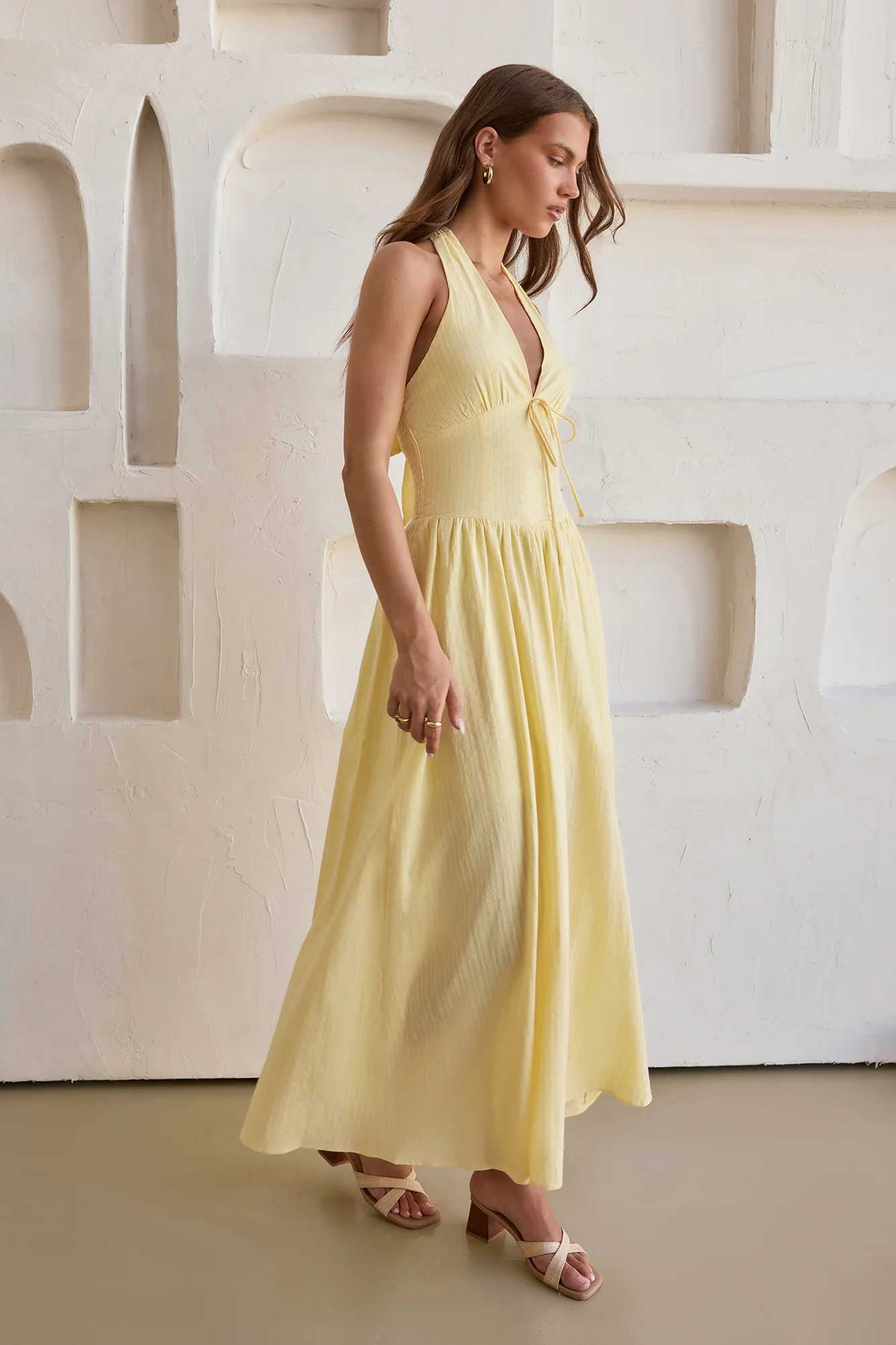 Arrietty Halter Maxi Dress Yellow - luluinthesky