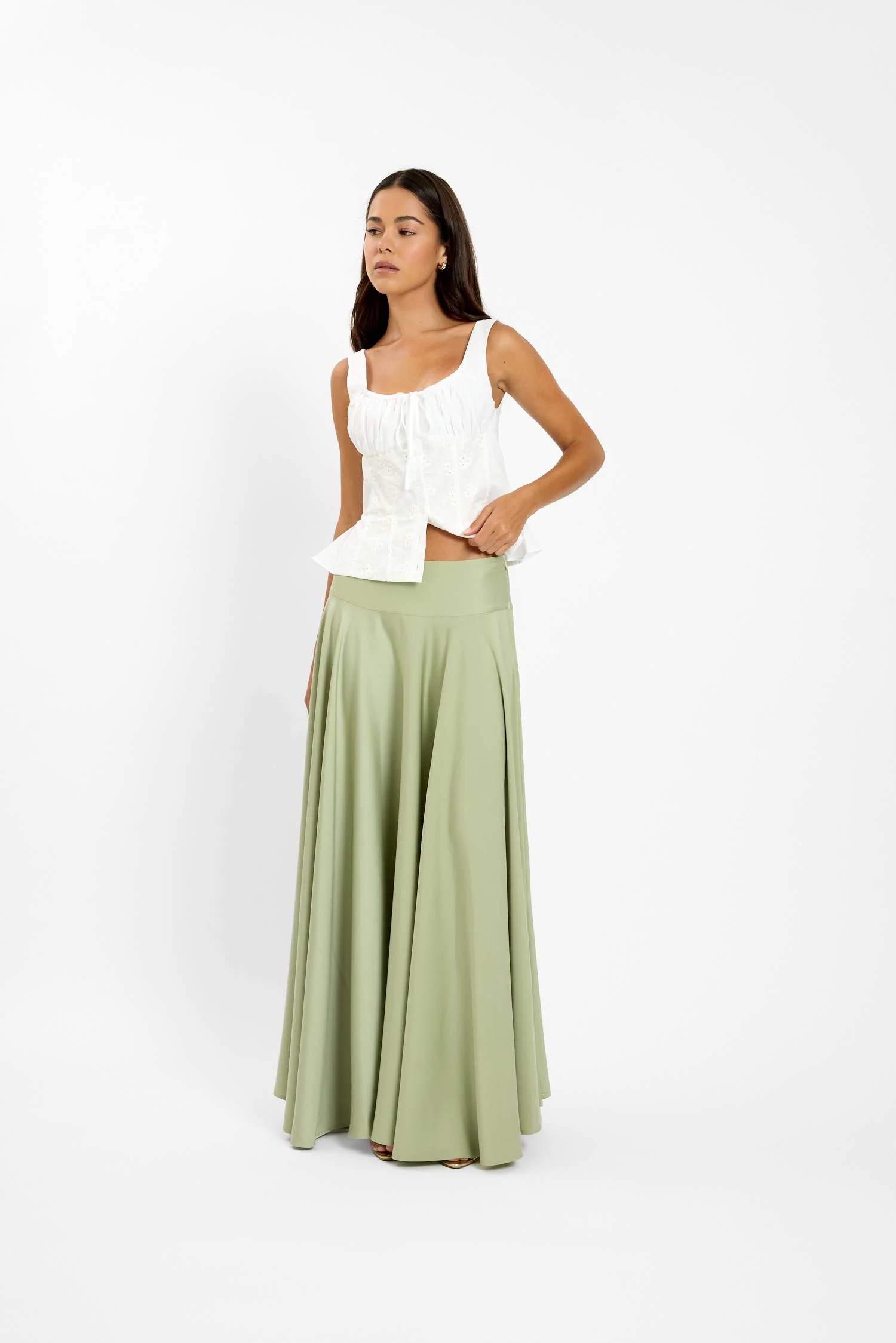 Pre-order: Basque Full Skirt | Pistachio Green