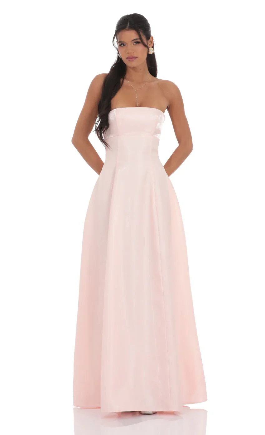 Sheen Empire Waist Maxi Dress in Pink
