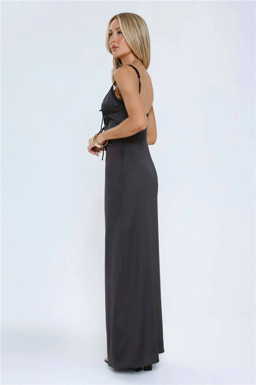 The Midnight Edit Satin Maxi Dress Black