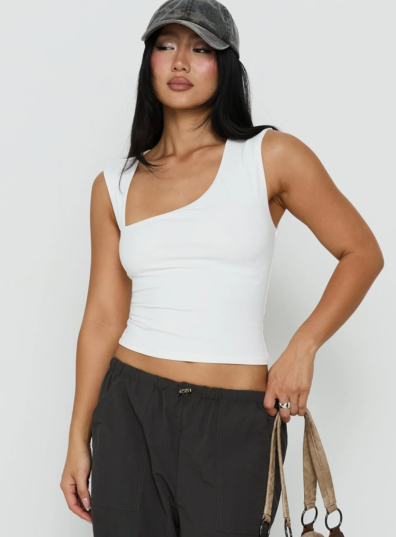 Tannen Cut Out Tank Top White