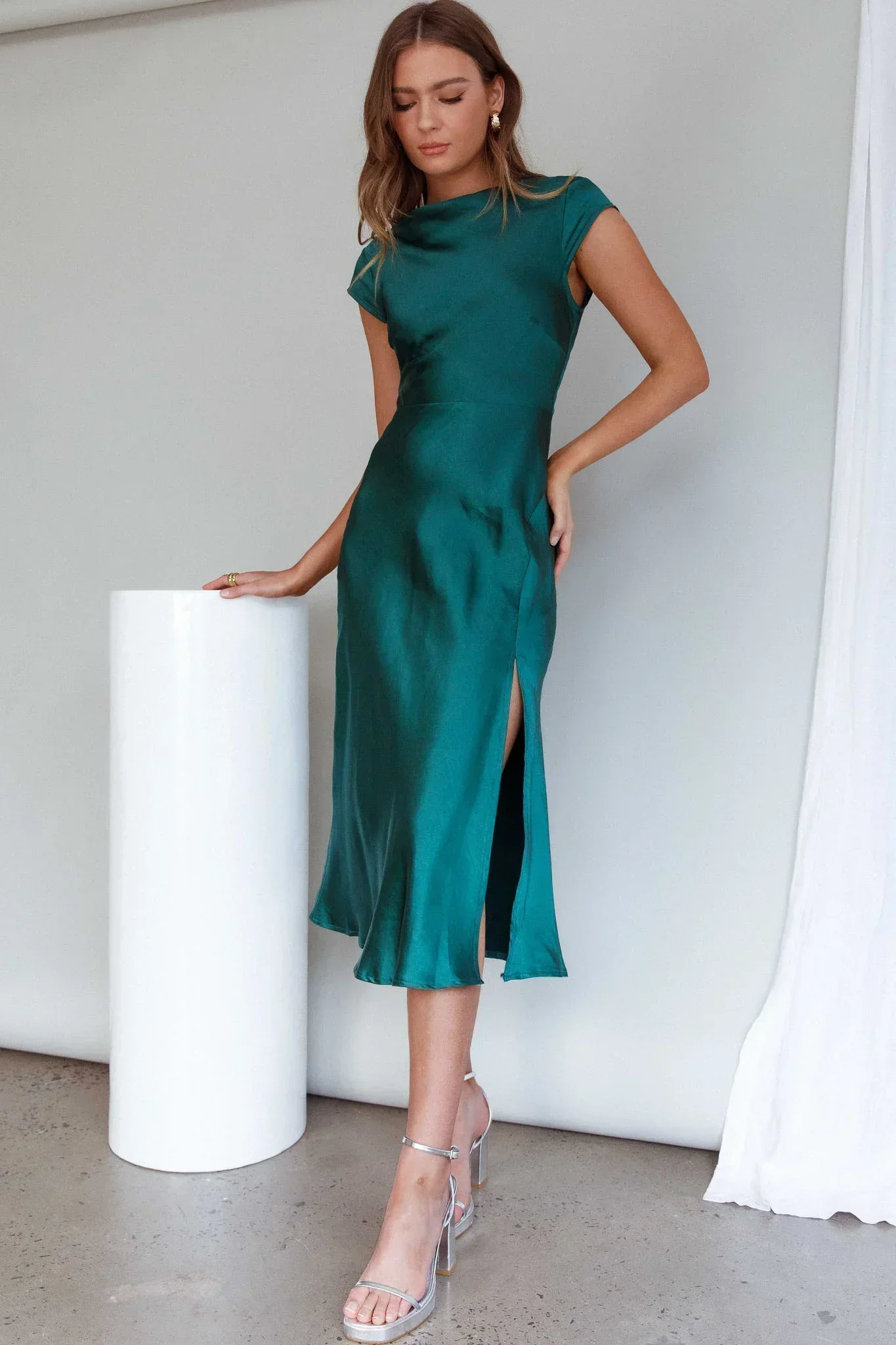 Lucinda Twist Back Midi Dress Jade