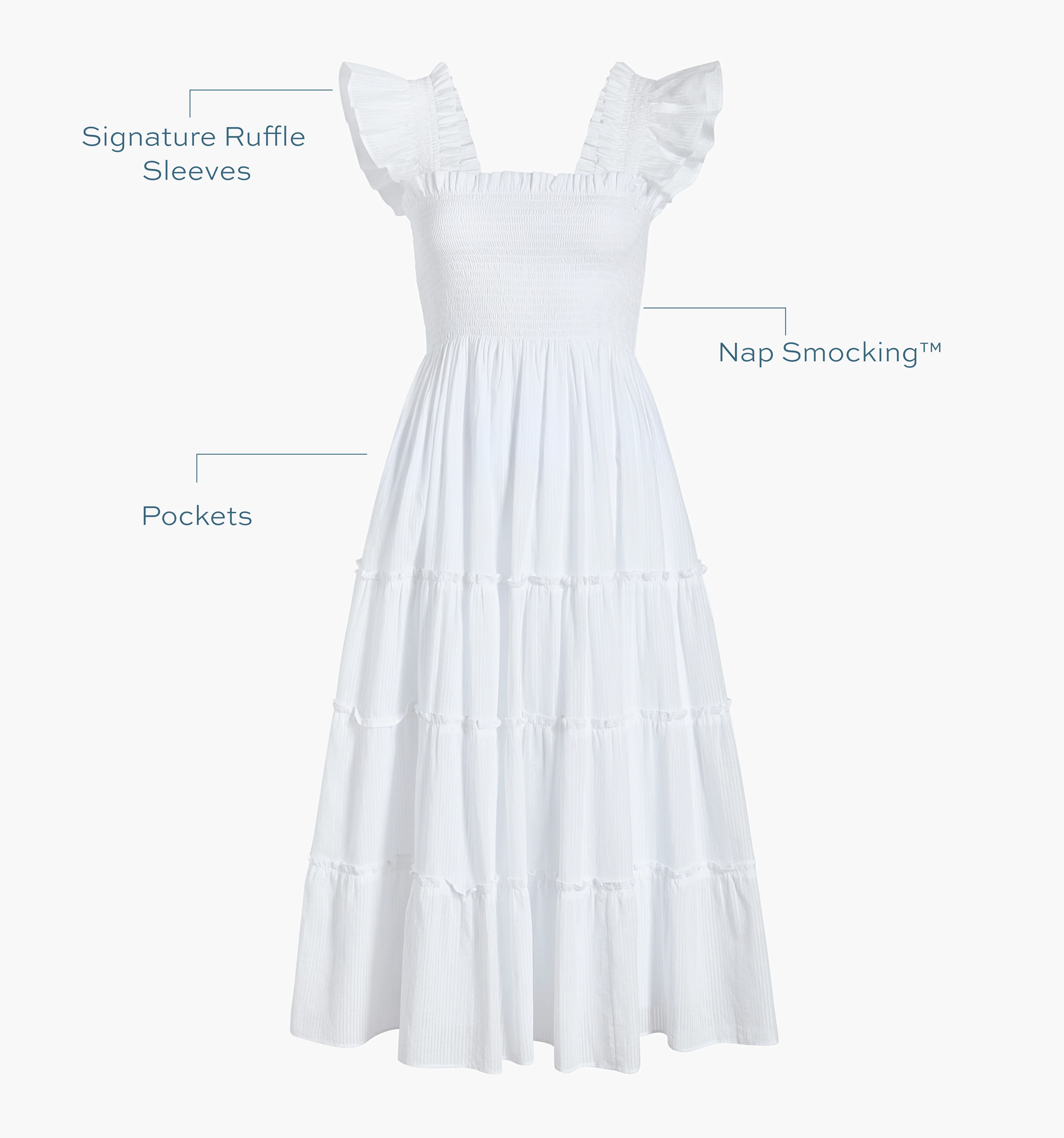 The Ellie Nap Dress - White Shadow Stripe
