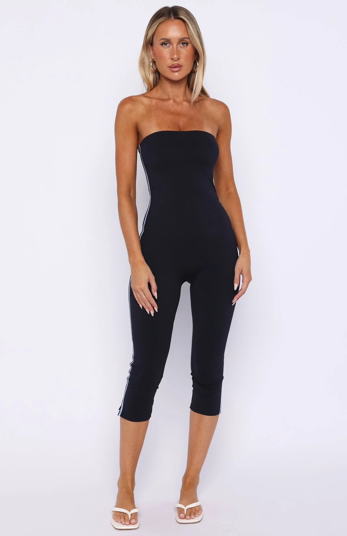Pocket Rocket Capri Jumpsuit Navy/Blue Stripe