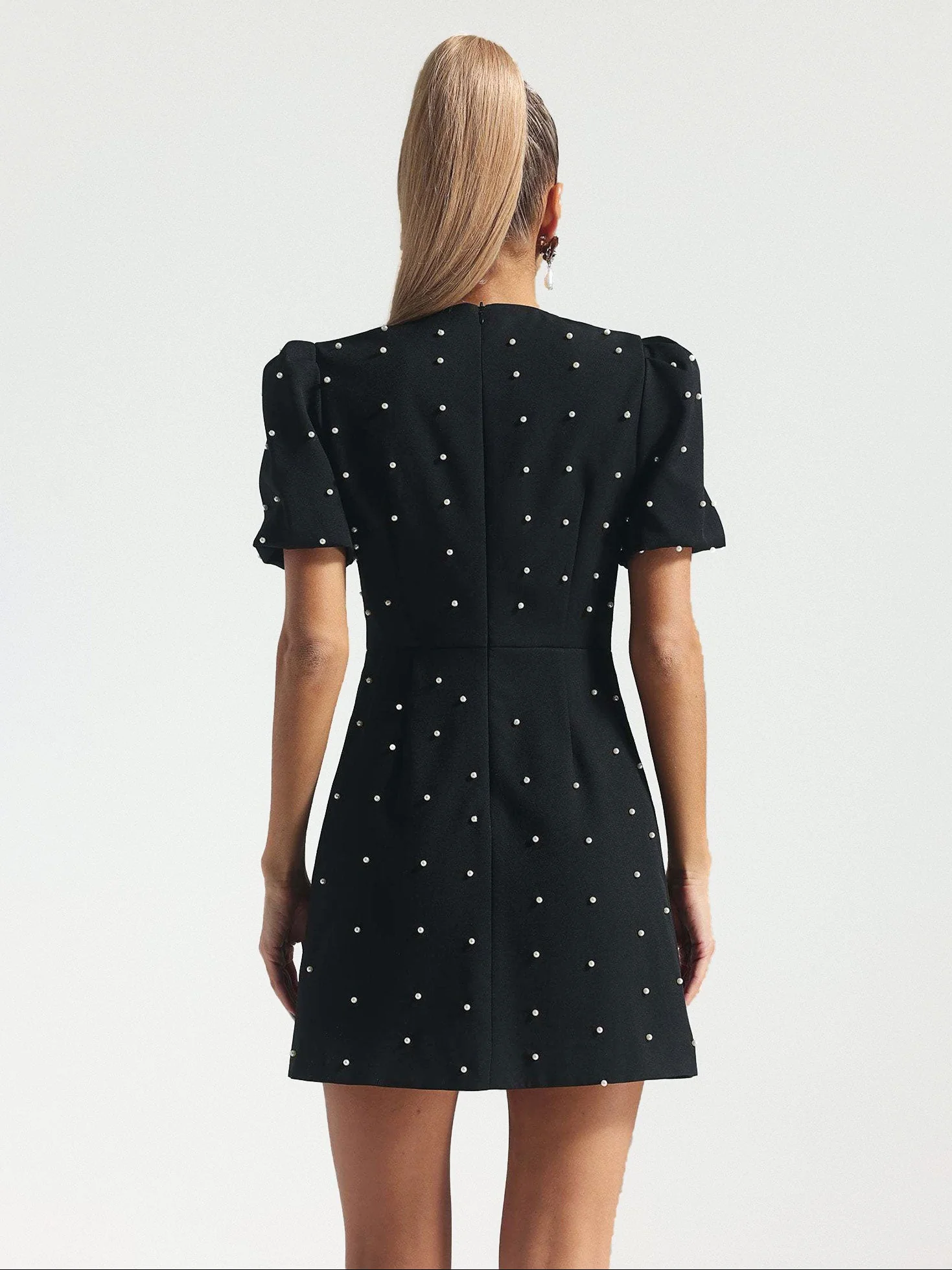 Bow Accent Embellished Mini Dress