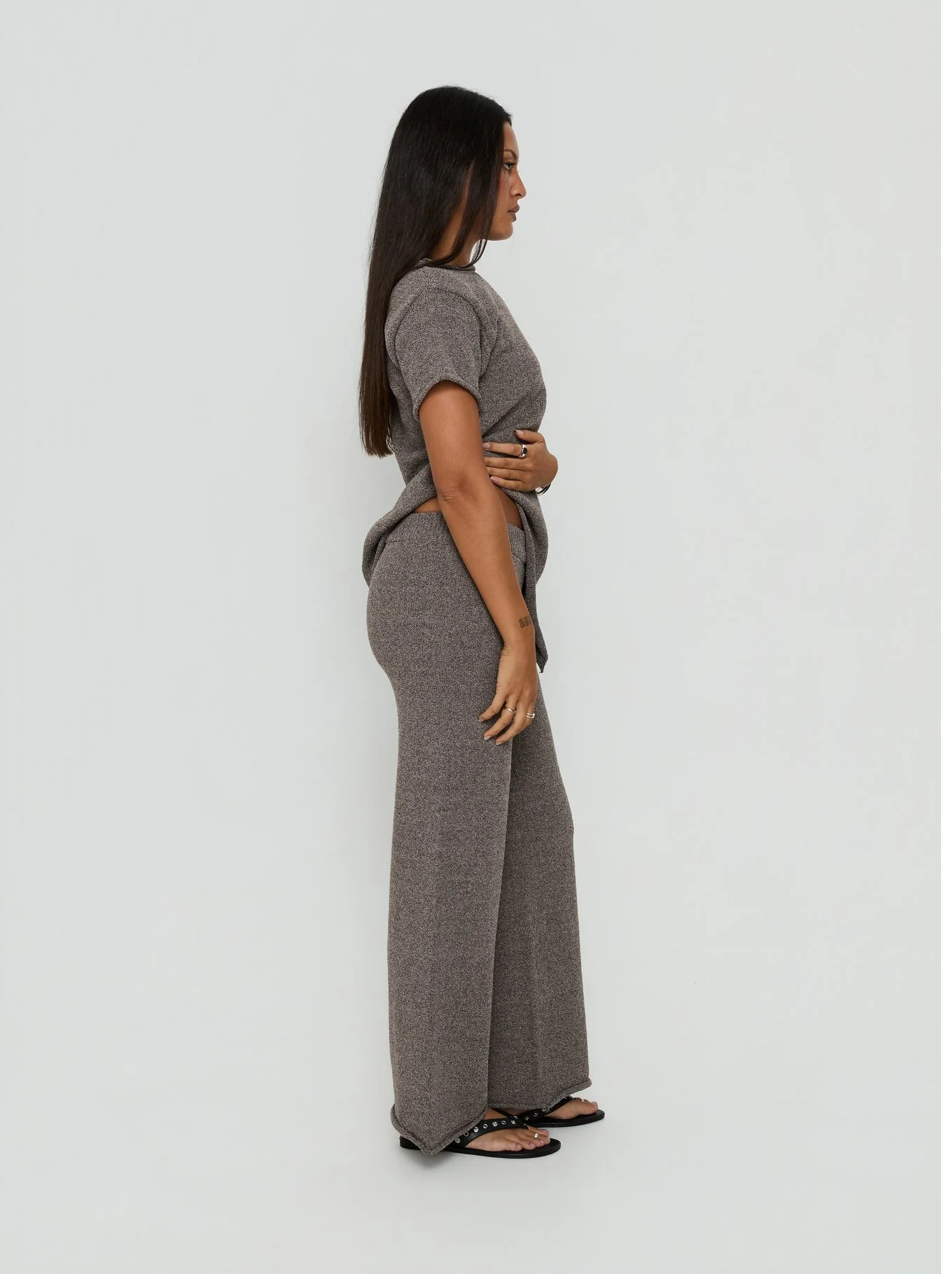 Calisse Knit Wide Leg Pants Mocha