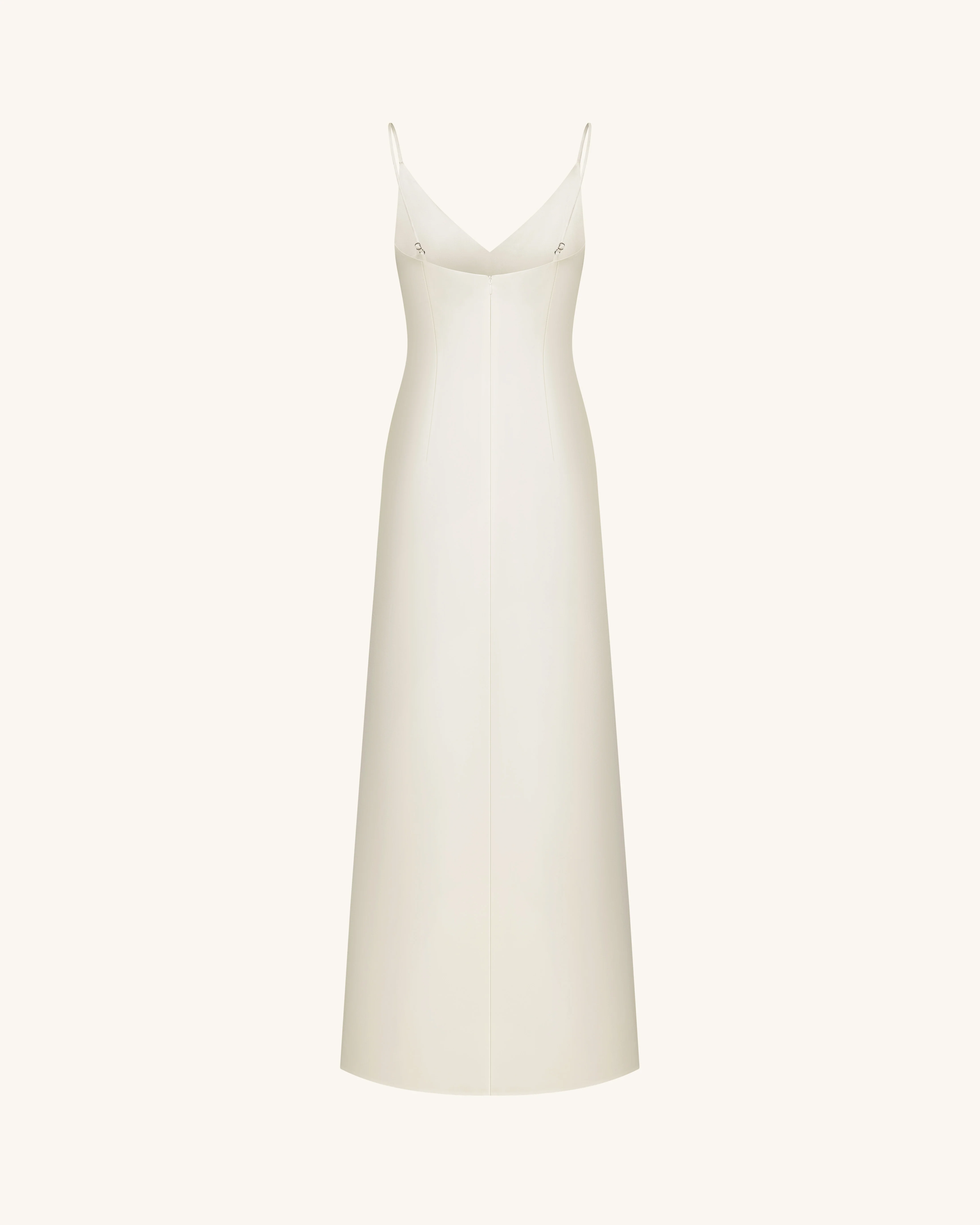 Iris Motif Satin Slip Gown - White - FASHION NOB