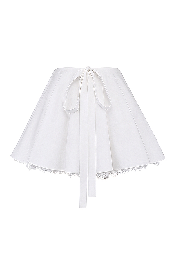 White Bow Mini Skirt