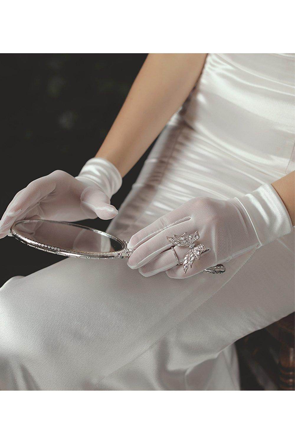 Fingertips Wrist Length Satin Wedding Gloves CD0080