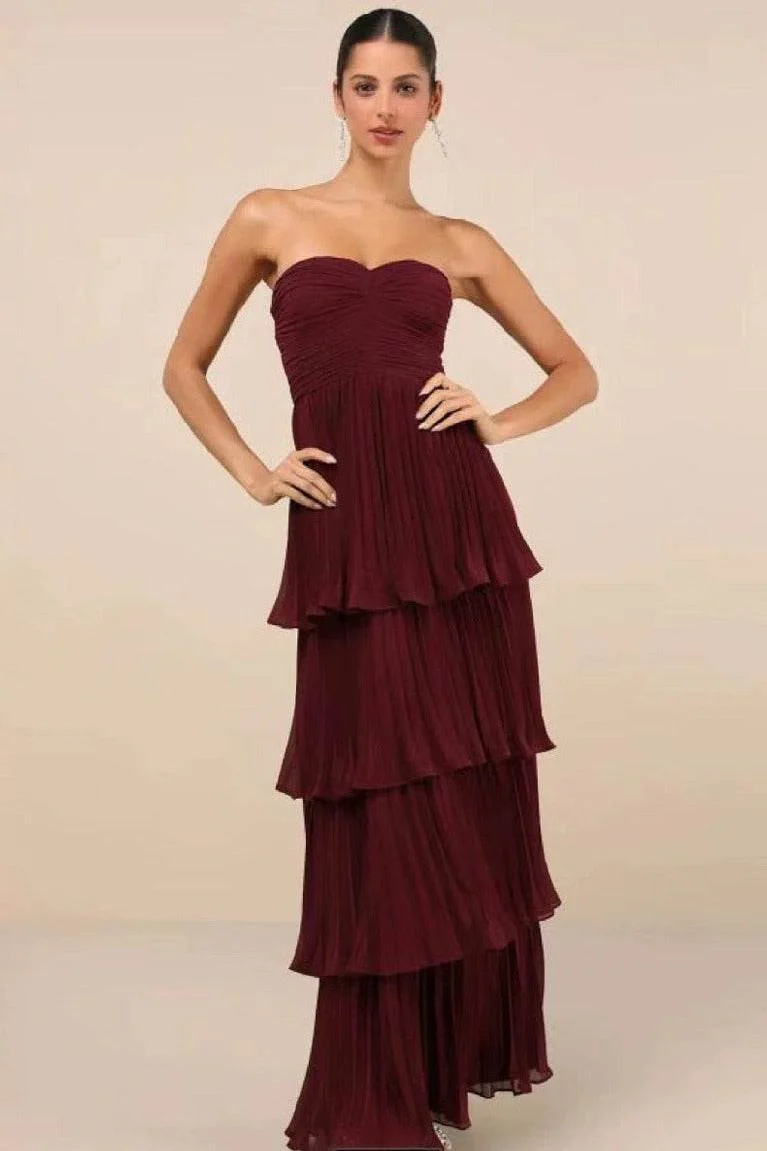 A-line Maxi Pleated Satin Formal Evening Dresses 847845179738