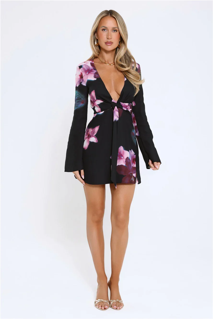 Twilight Bloom Dream Long Sleeve Mini Dress Floral