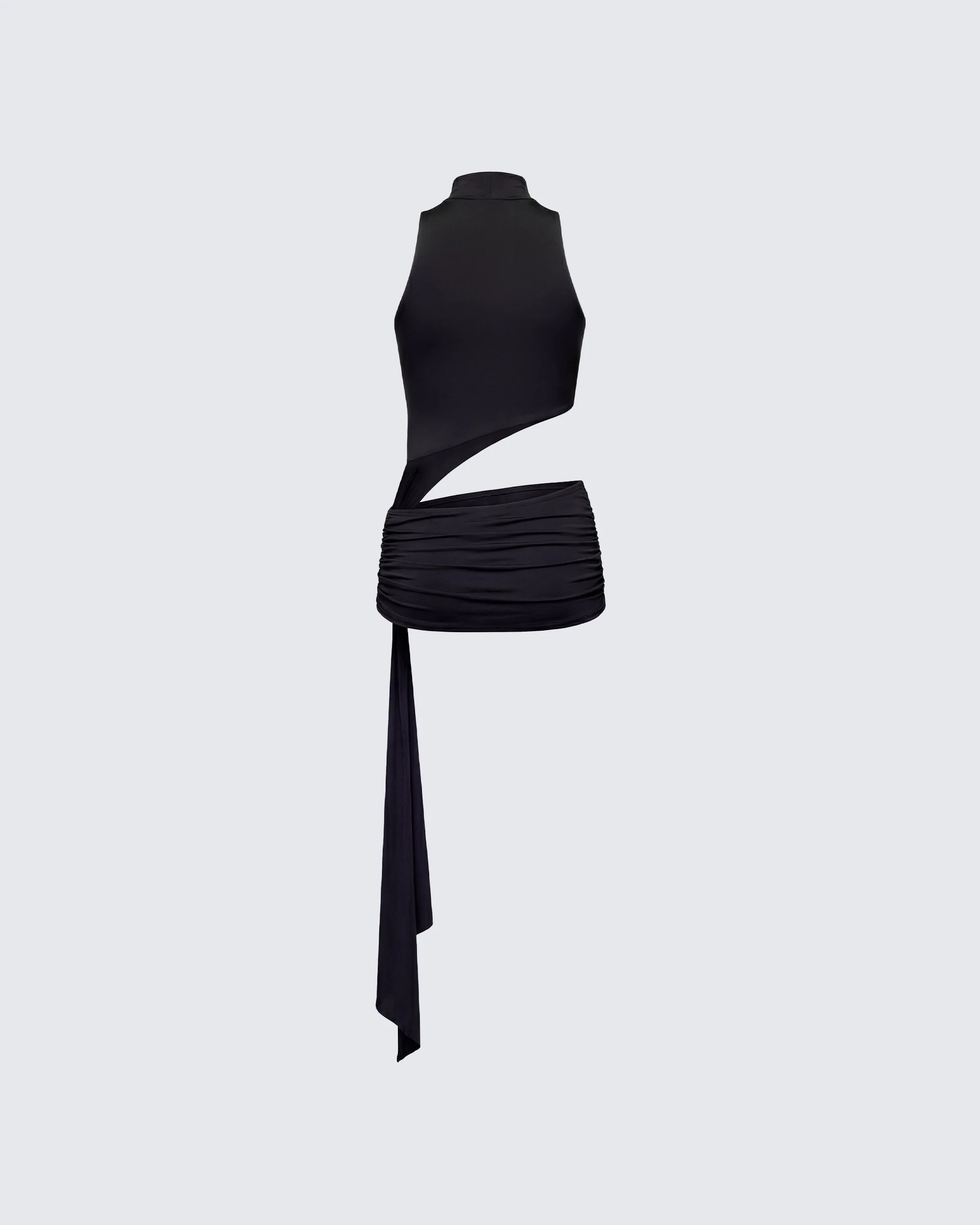 Lisi Black High Neck Cut Away Jersey Mini Dress