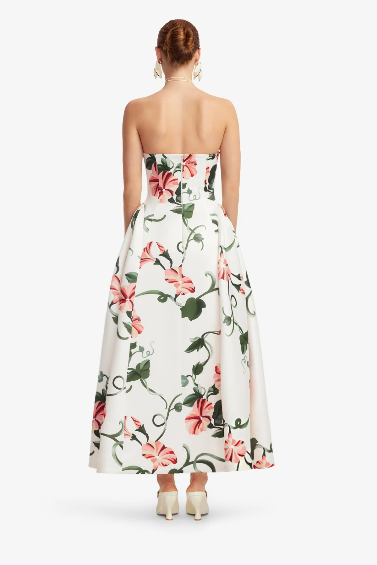 Violet Bustier Maxi Dress - Vine Print in Snow